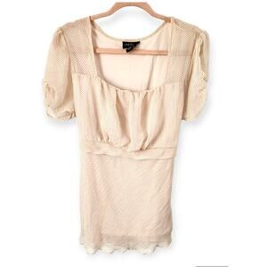 Lane Bryant Women's Cream Short Puff Sleeve Top Dots Metallic Size 14/16